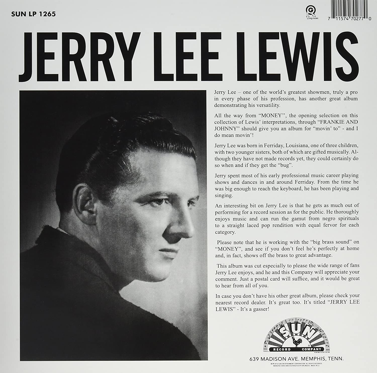 Classic Rock Covers Database Jerry Lee Lewis Jerry Lee's Greatest (1962)