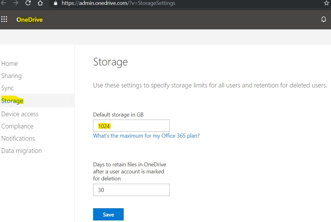 microsoft onedrive storage options