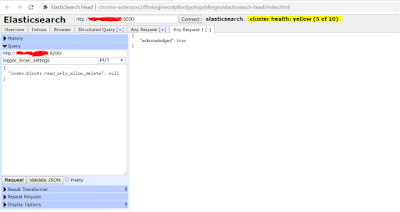 Elasticsearch error: cluster_block_exception [FORBIDDEN/12/index read-only / allow delete (api)]
