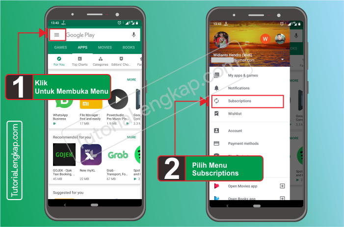Tutorialengkap.com 1 cara berhenti berlangganan layanan aplikasi berbayar dari google pay store