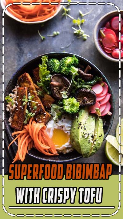 Superfood Bibimbap with Crispy Tofu | halfbakedharvest.com #vegan #healthy #korean #bowl #recipes