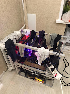 Wäsche trocknen auf Mining Rig - Stromverbrauch lustig Wäsche trocknen auf Mining Rig - Stromverbrauch lustig