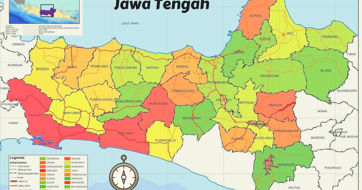 √10 Kota Kabupaten Pada peta Jawa Tengah