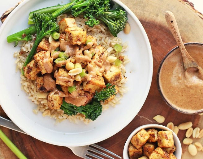 Peanut Tofu with Coconut Rice vegan recipes