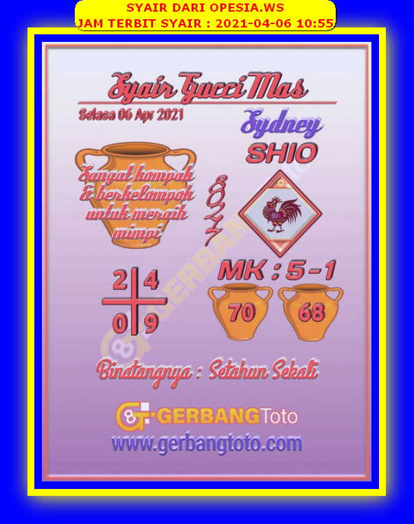 Syair Dari Opesia Ws Sdy 26 April 2021