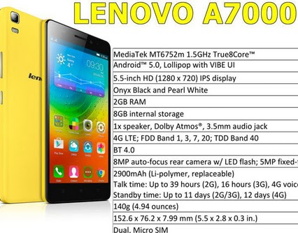Harga Hp Lenovo A7000 Terbaru Tahun 2016
