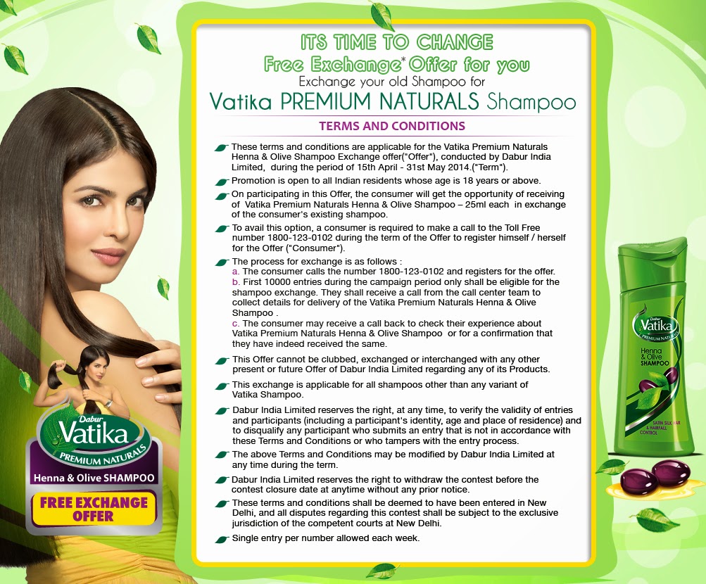 Free Dabur Vatika Enriched Olive Hair Oil Sample & Dabur
