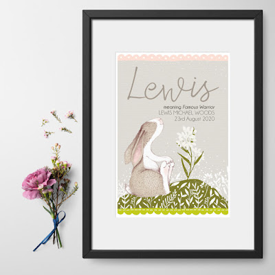 Little Hare personalised meaning of name print, nursery art from PhotoFairytales.co.uk