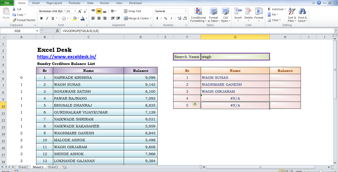 Searchable List Using Formula IF & VLOOKUP www.exceldesk.in