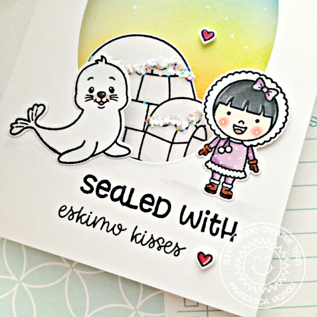 Sunny Studio Stamps: Eskimo Kisses Polar Playmates Interactive Arctic Christmas Card with Franci Vignoli