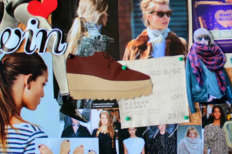 Fashion winter mood board DIY video using magazine clippings