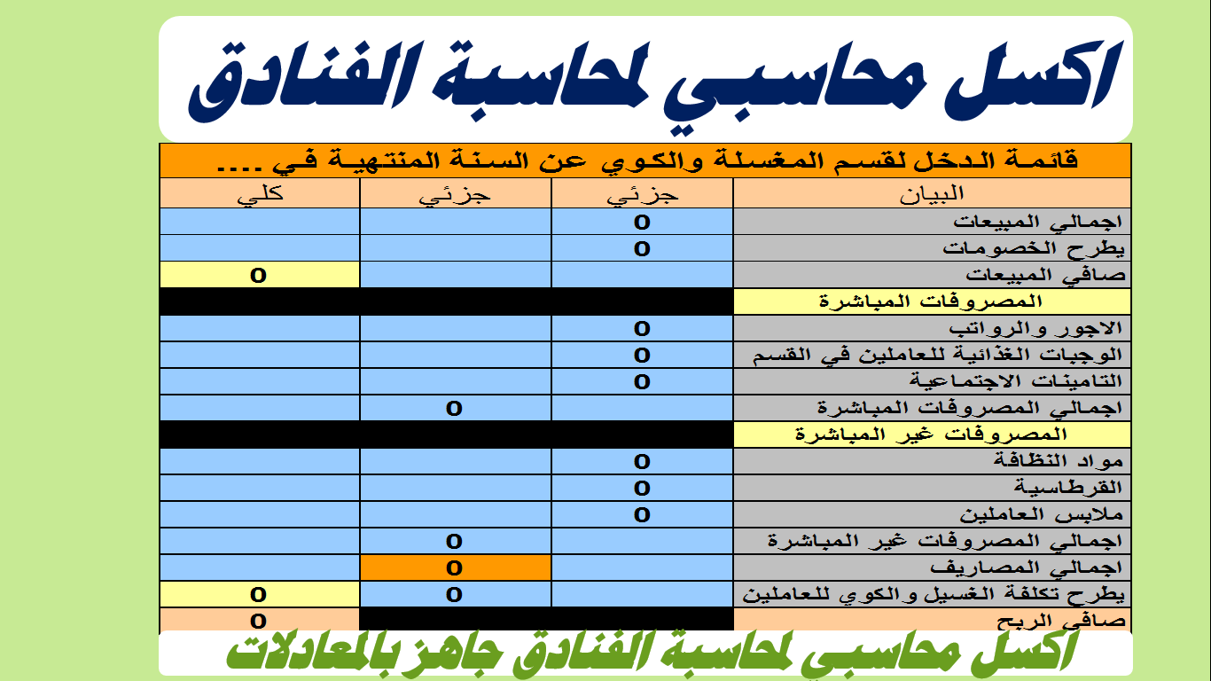 اكسل محاسبي خاص بمحاسبة الفنادق جاهز بالمعادلات اضافة الى كتاب مادة محاسبة الفنادق محاسبة الفنادق Pdf قيود محاسبة الفنادق برنامج محاسبة اكسل ملفات Excel جاهزة