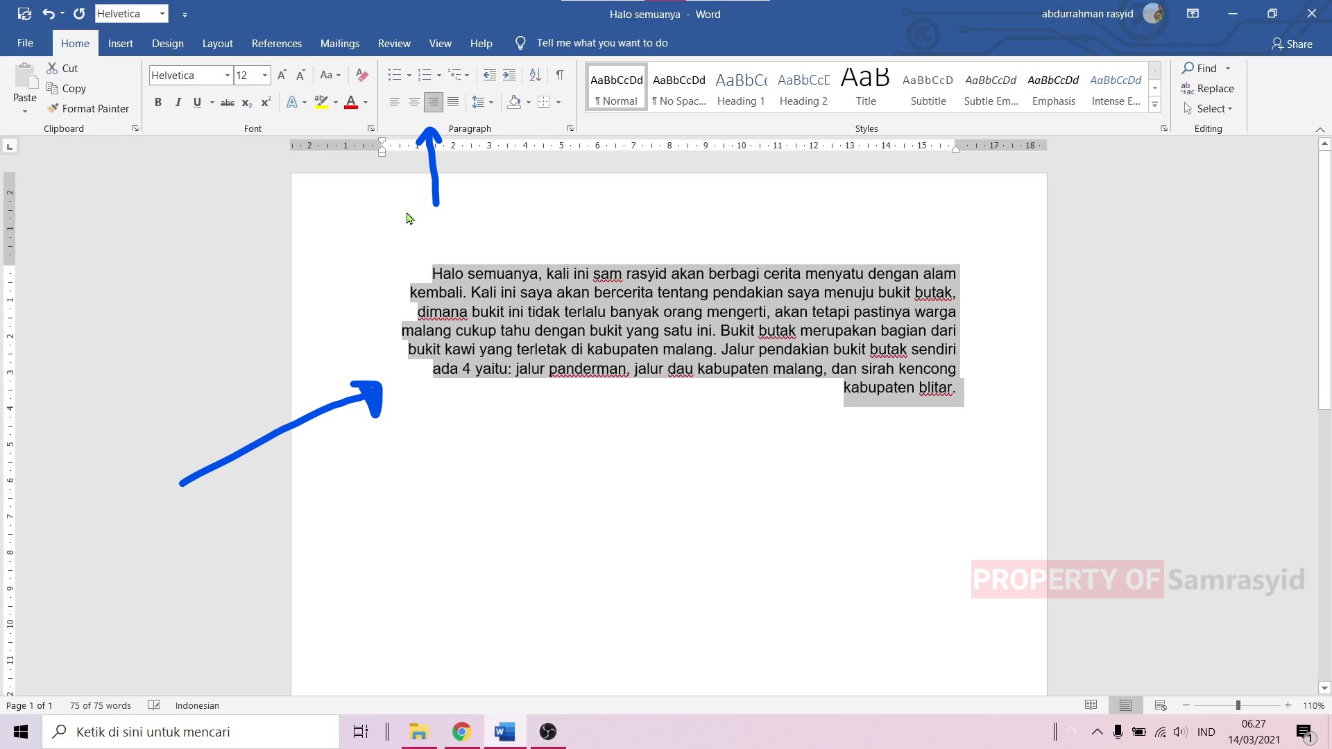Cara Rata Kanan Kiri Tengah Dan Justify Di Microsoft Word Samrasyid