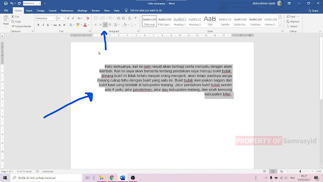 Cara rata kanan, kiri, tengah dan justify di Microsoft Word