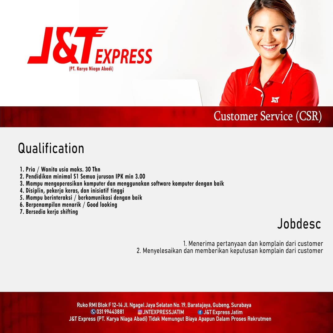 Lowongan Kerja Fresh Graduate J&amp;T Express Terbaru