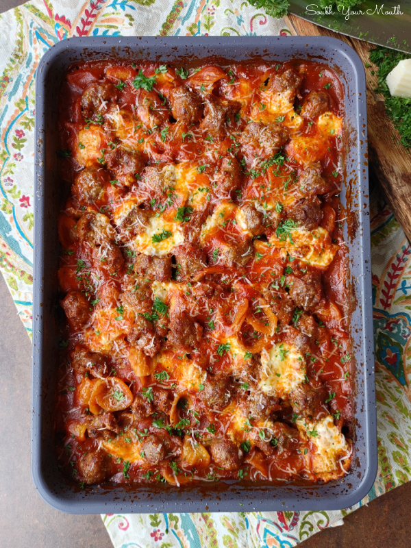 South Your Mouth NoBoil, NoBrown Italian Sausage & Pasta Bake