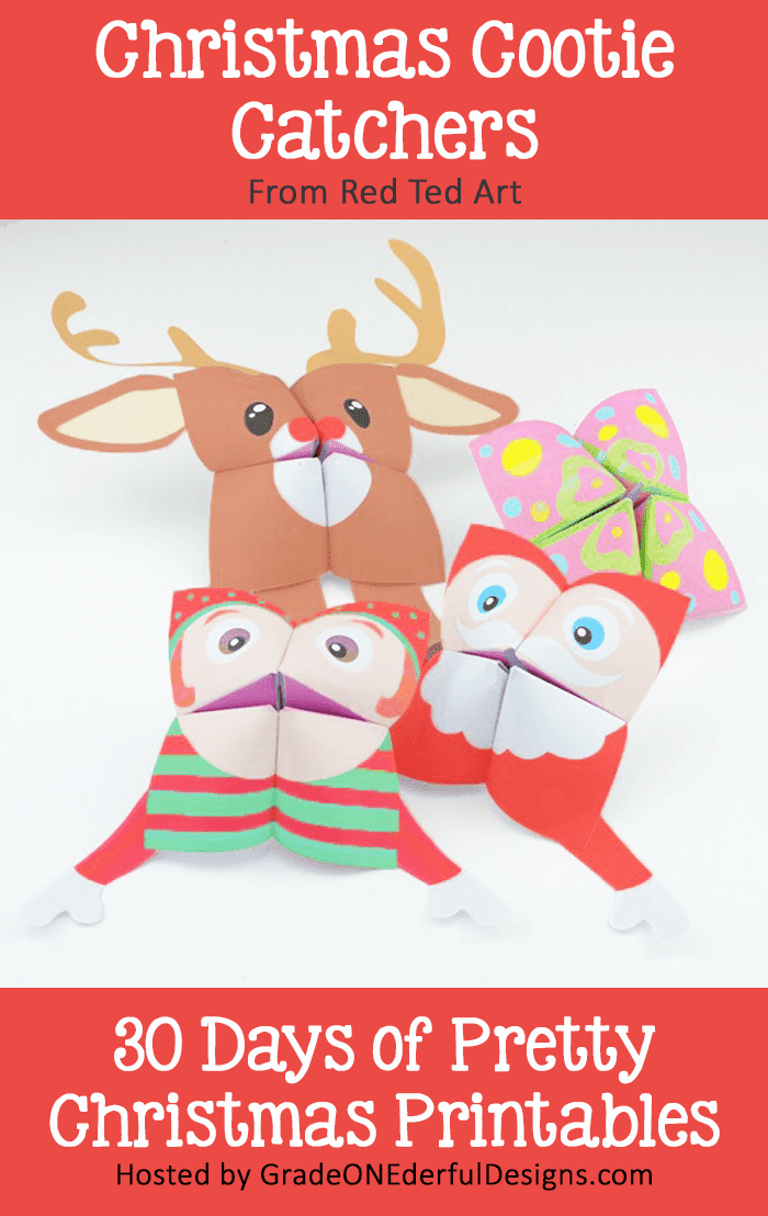 Free Christmas Cootie Catchers from Red Ted Art. 30 Days of Pretty Christmas Printables blog series hosted by GradeONEderfulDesigns.com