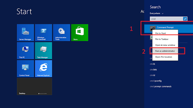 Command Prompt dan run as Administrator