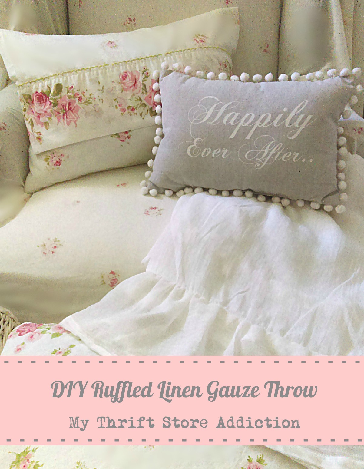 DIY ruffled linen gauze summer throw