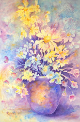 watercolor daisies martha impressionistic floral pretty bouquet kisling painting negative pastel flower flowers artist pastels example heart watercolors bouquets using