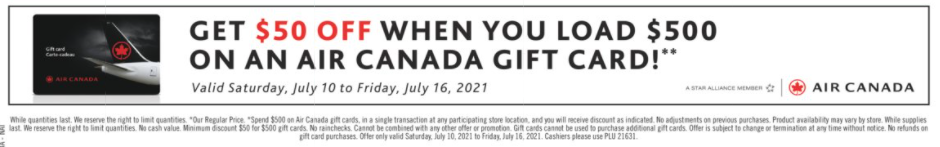 Air Canada Gift Card Promotion