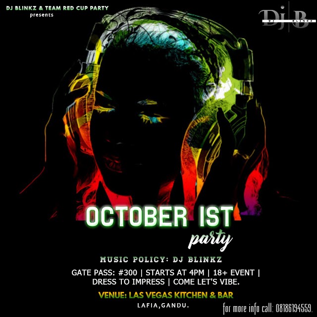 October 1st:  Dj Blinkz and team red cup party presents