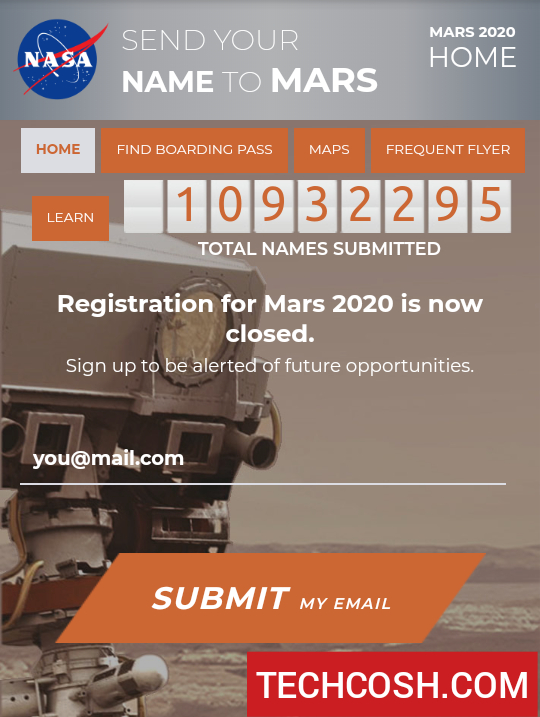 SEND YOUR NAME TO MARS : MARS 2020 Registration SEND YOUR NAME TO MARS : MARS 2020 Registration