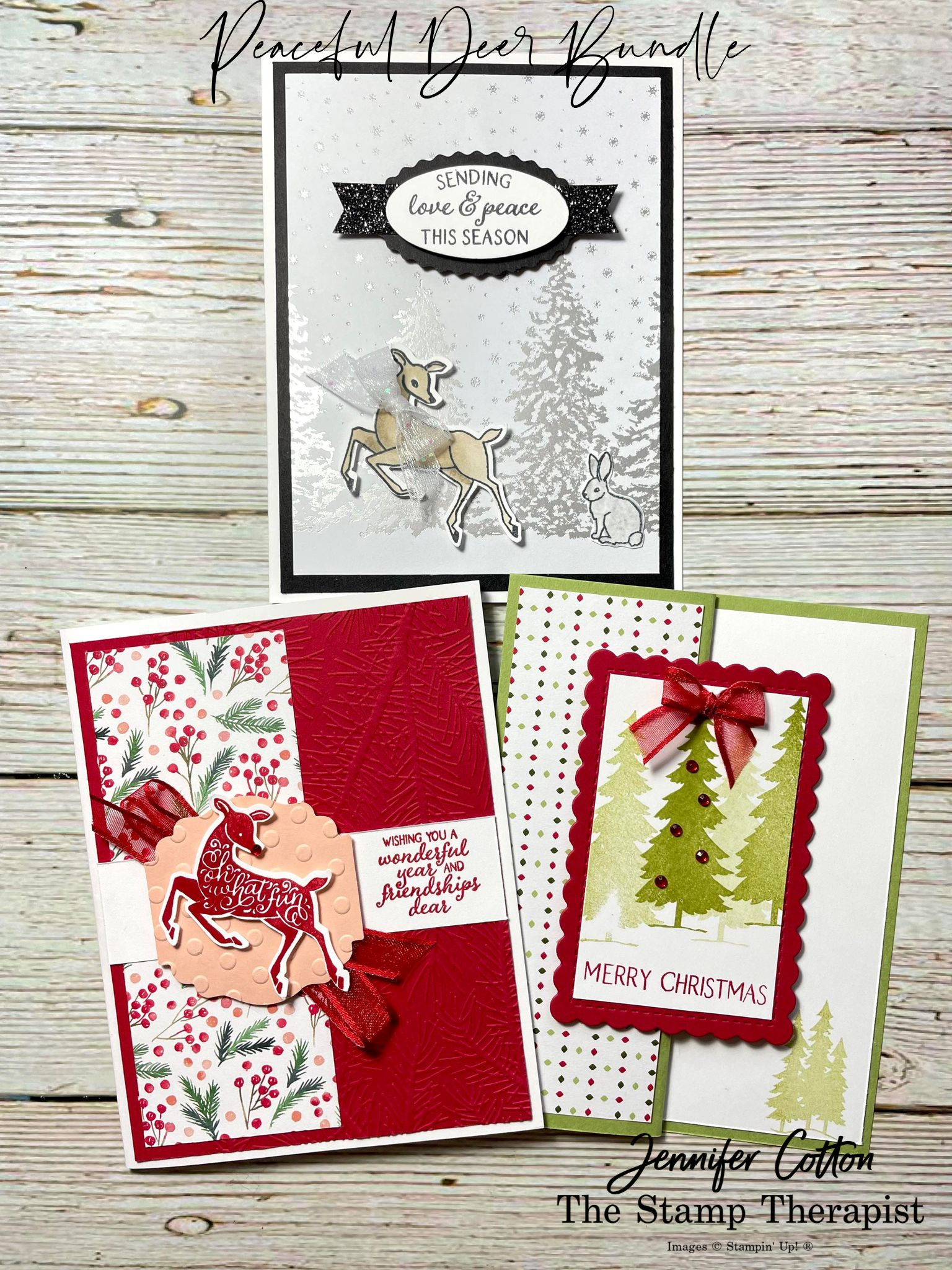 The Stamp Therapist Three cards with the Stampin' Up! Peaceful Deer