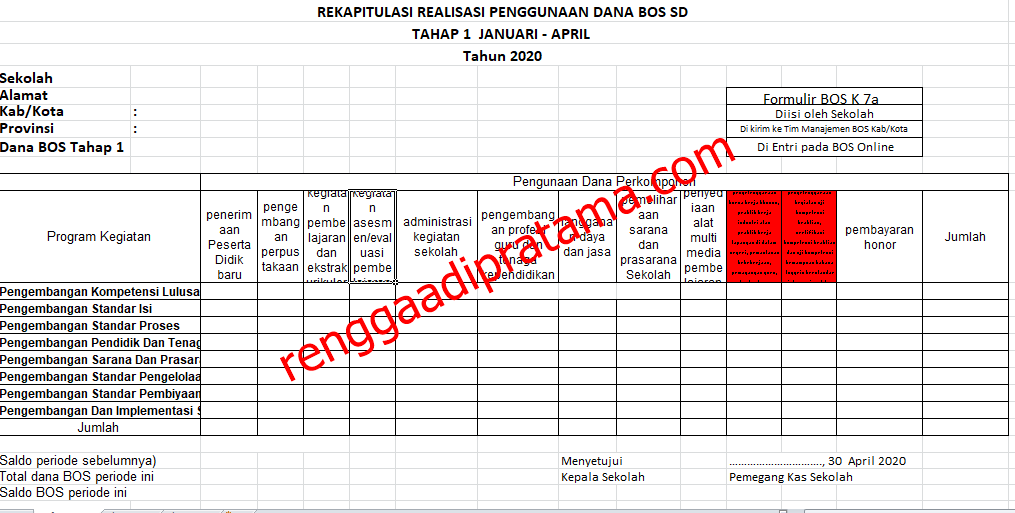 Download Format K7a BOS Sekolah Tahun 2020 RENGGA ADI Download Format K7a BOS Sekolah Tahun 2020 RENGGA ADI