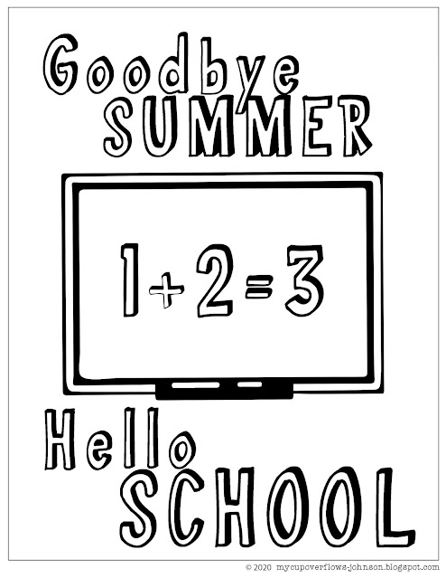 Goodbye summer hello school coloring page