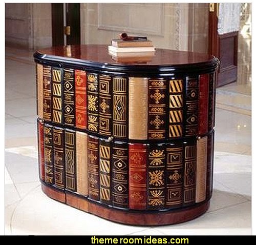 Nettlestone Library Ensemble  book themed decor - Bibliophiles decor - Book themed furnishings - home decor for book lovers - book themed bedroom -  Stacked Books decor -  Stacked Books furniture - bookworm decor -  book boxes - library furniture - formal study furniture - antique book decor -