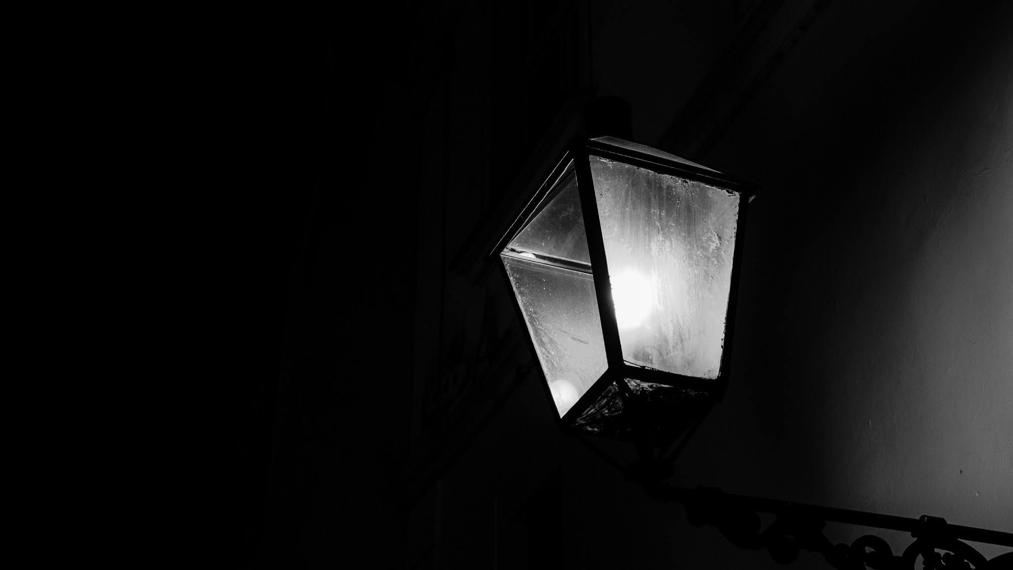 Old Lantern, Black, White Photo