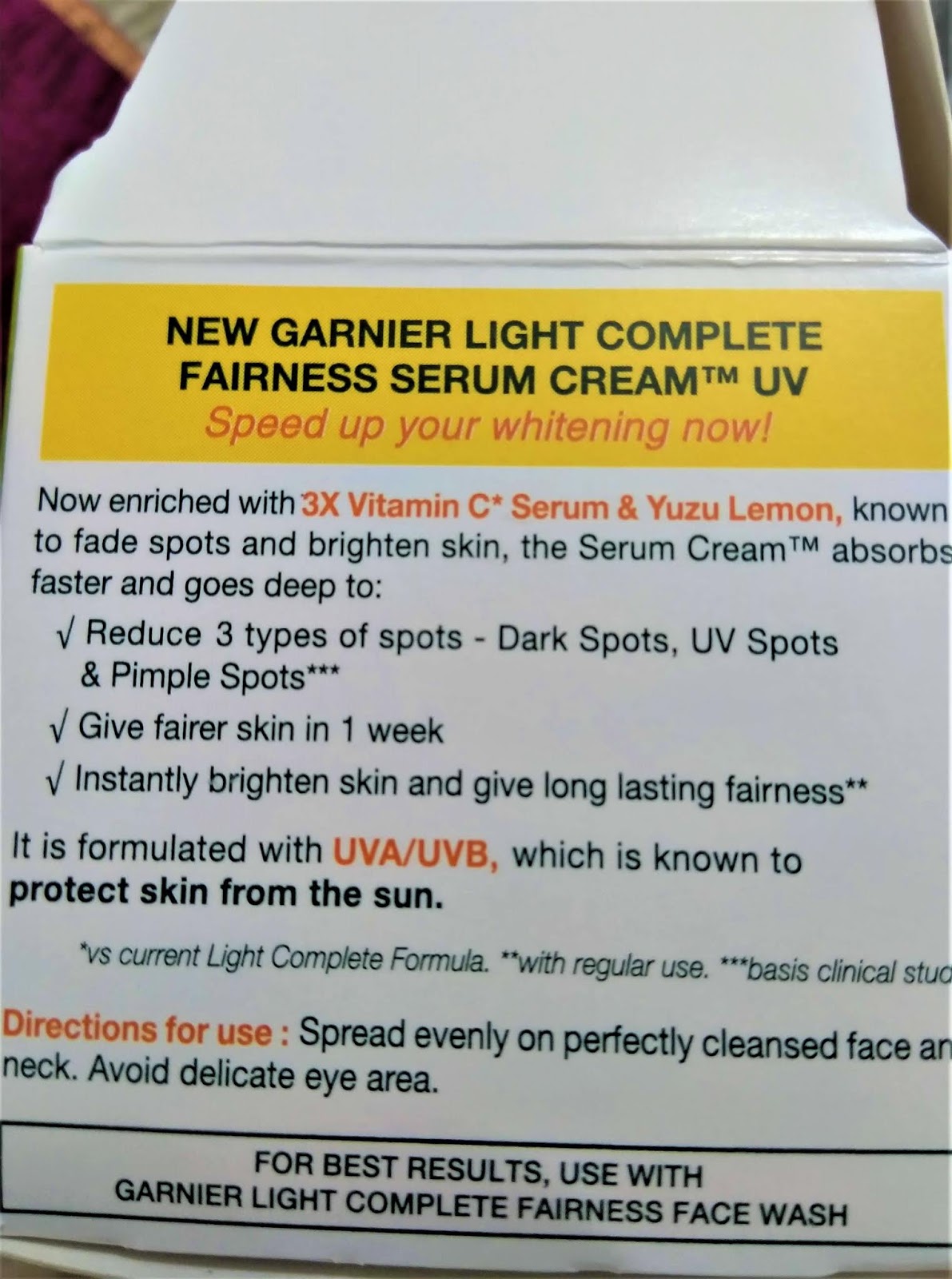 A Beautiful Life Garnier Light Complete Fairness Serum Cream Review