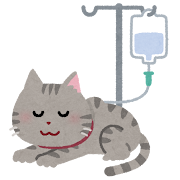 点滴を受ける猫のイラスト