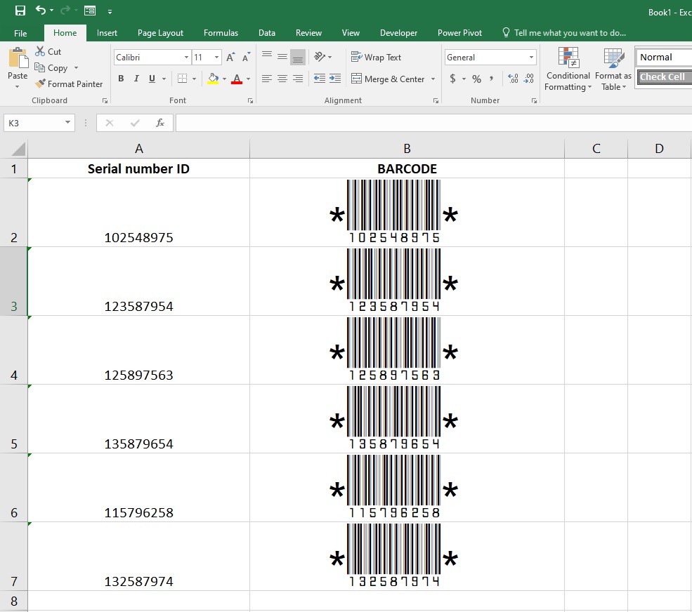 How to create a barcode using Excel