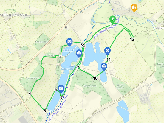 Map for Walk 110: Willows Lakes Loop Created on Map Hub by Hertfordshire Walker Elements © Thunderforest © OpenStreetMap contributors There is an interactive map below the directions