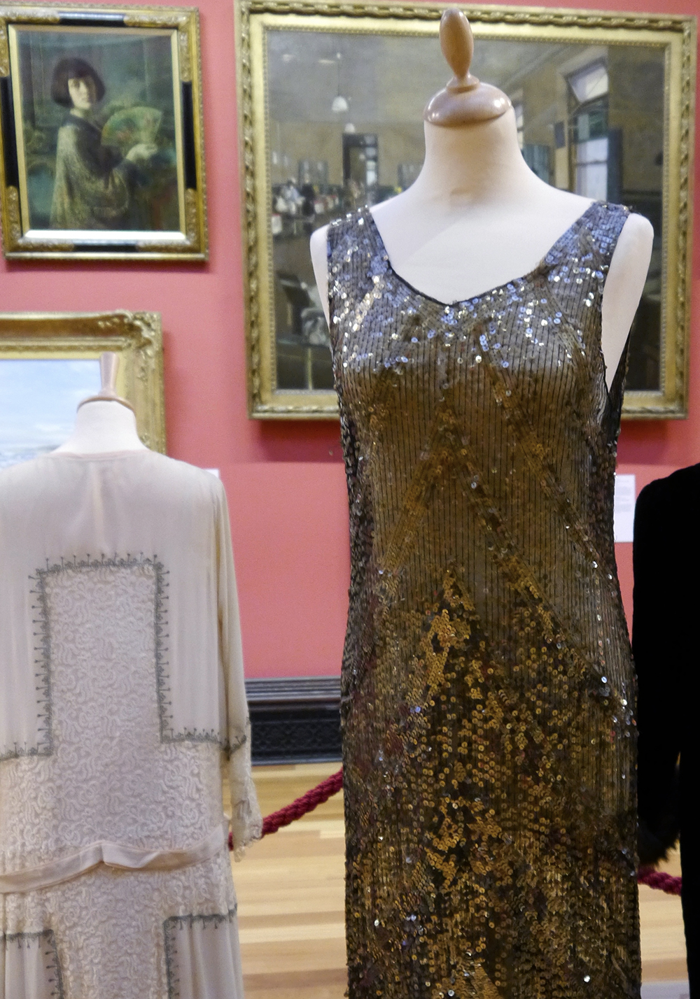 1920s Sequin Dress at The McManus Dundee Styled by Helen, Scottish Bloggers, Dundee blogger, 1920s fashion, 1920's style, vintage style, headscarf style, scarf style, vintage scarf, George at Asda, ASOS pom pom shoes, pom pom flats, 1920s headscarf style, fringed dress, The McManus, Dundee