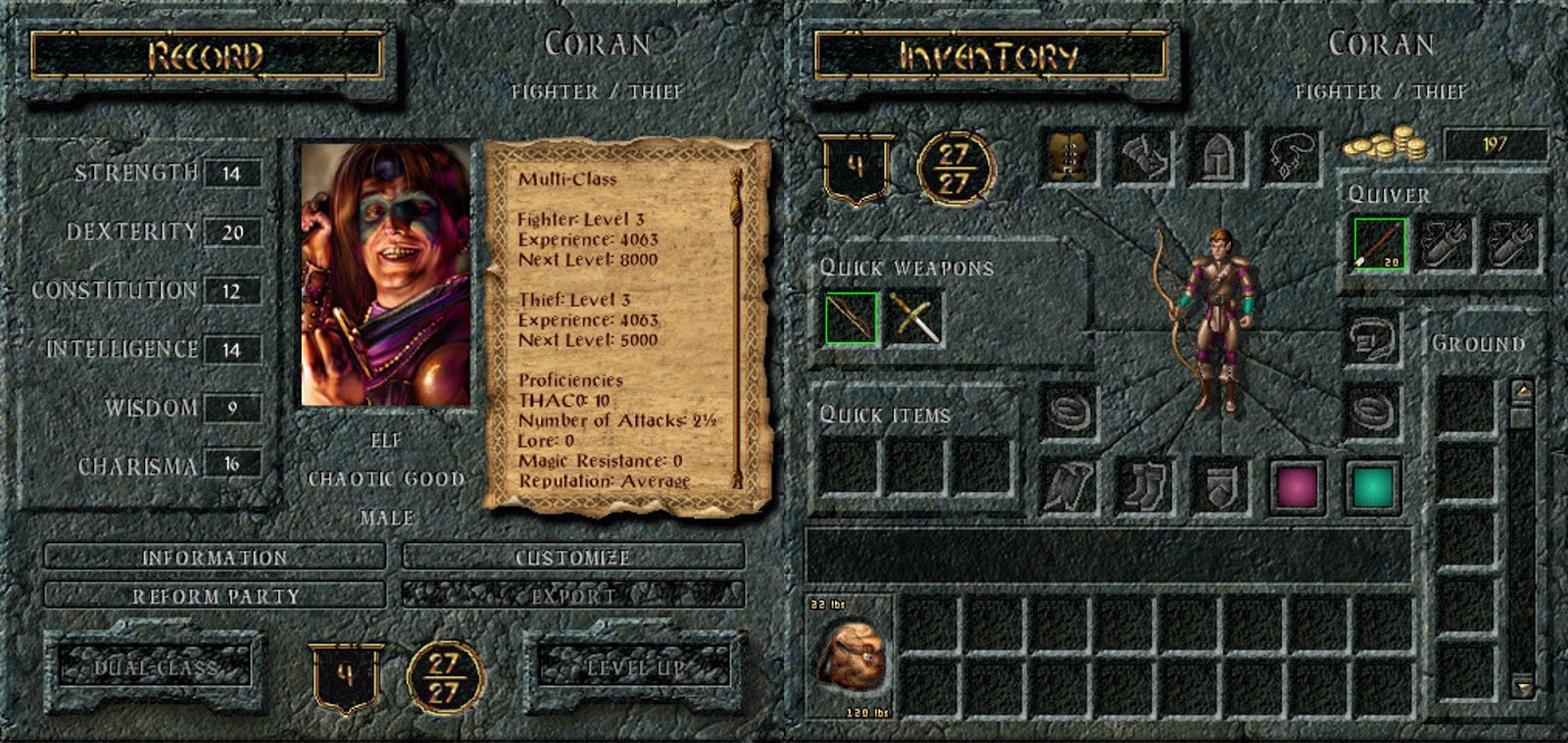 Best cRPGs Coran, Baldur's Gate 1 BG1 Companion