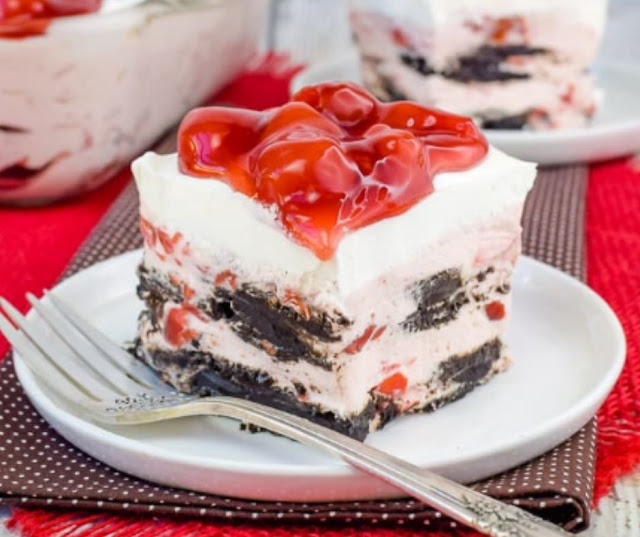 CHERRY OREO ICEBOX CAKE