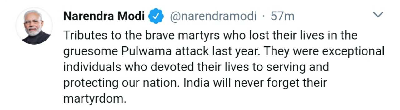 Narendra Modi Tribute to Pulwama martyr