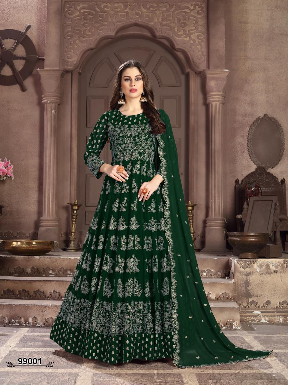 Treeshu Taffeta Silk Designer Gown Style Anarkali Suit, Handwash at Rs 450  in Surat