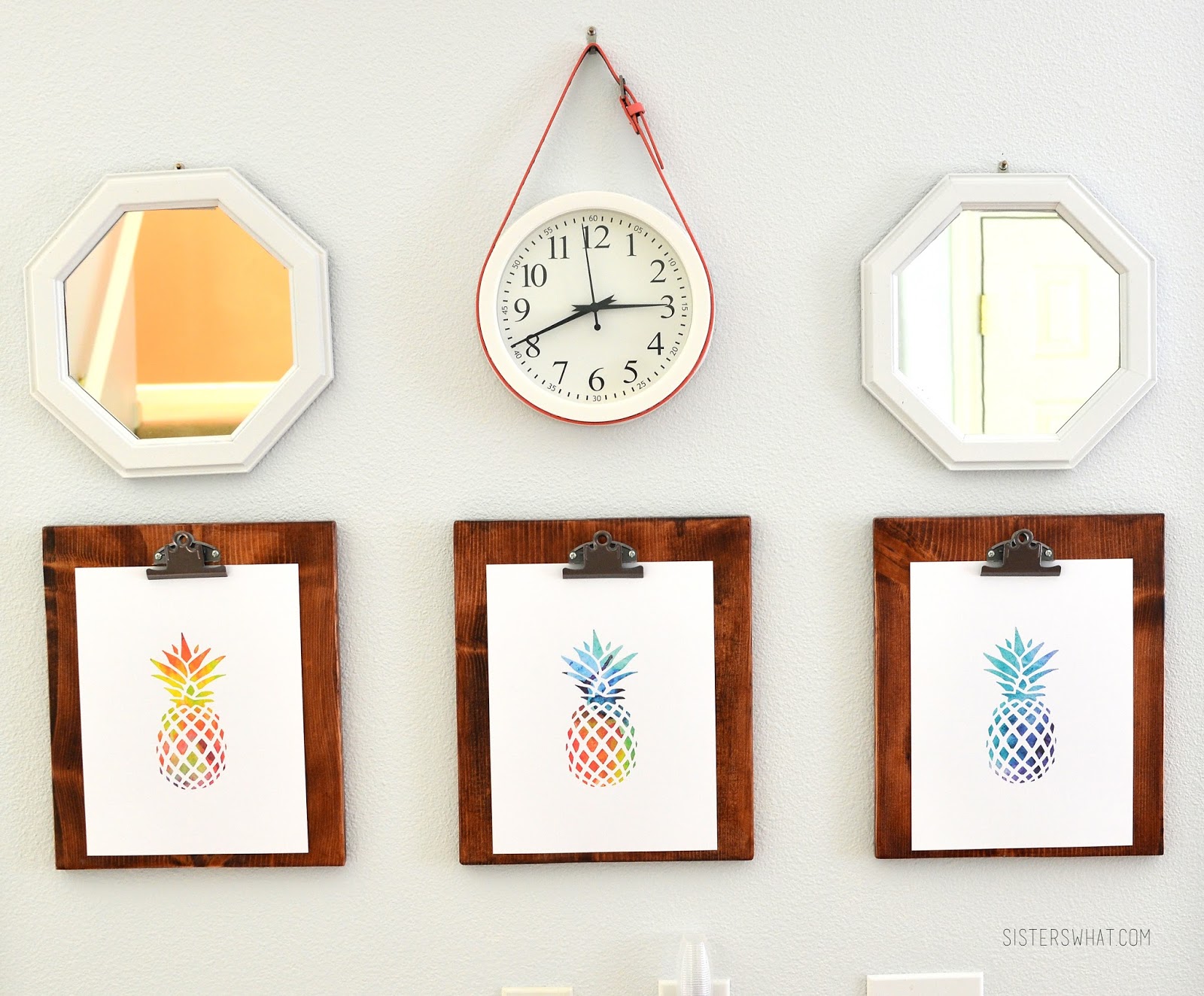 Add a colorful belt to a white, simple clock to add some color to a