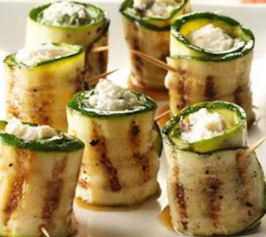 Grilled Zucchini Wraps With Goat Cheese #vegetarian #appetizers Grilled Zucchini Wraps With Goat Cheese #vegetarian #appetizers