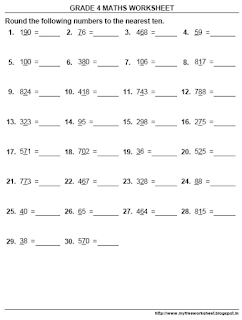 My Free Worksheet: Download Free Grade 4 maths Rounding near by 10
