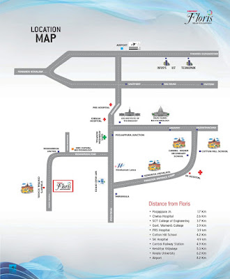 Location Map for Confident Floris, Poojapura, Trivandrum
