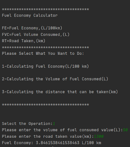 Master of EQ: Python: Fuel Economy Calculation Program