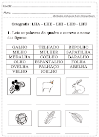 Leia as palavras do quadro e escreva o nome das figuras