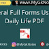 General Full Forms Used In Daily Life PDF
