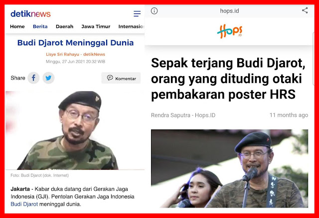 Budi Djarot, Pemimpin Kelompok Pembakar Poster Habib Rizieq Meninggal