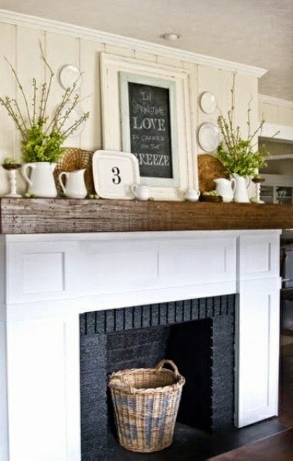 Spring decorations for the fireplace mantel